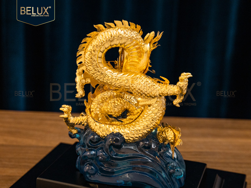 Tượng rồng nhả ngọc dát vàng 24k-21x16x24cm